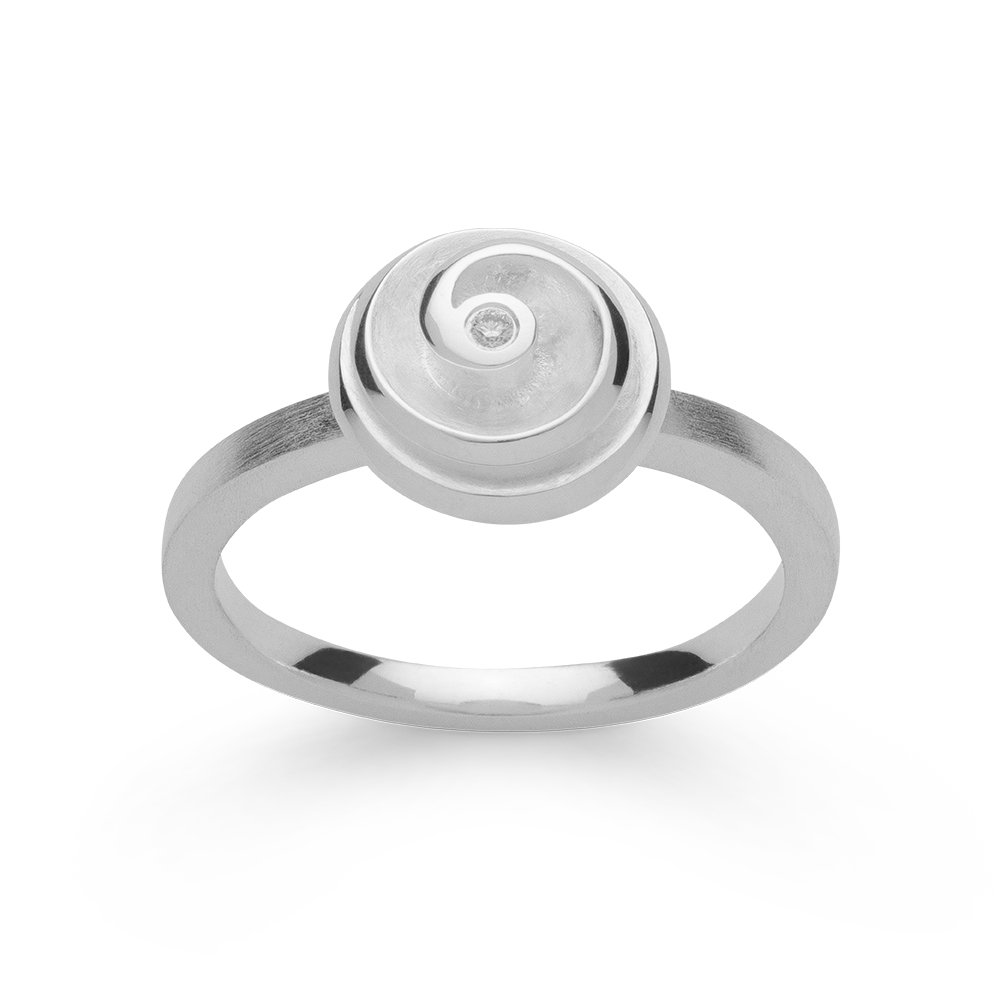 925/- Ring, kratzmatt/poliert, Dia. 0,015ct W-SI