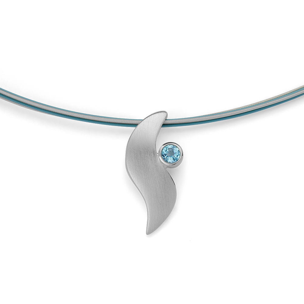 925/- Anhänger, mattiert, Blautopas 0,14ct