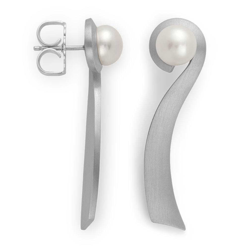 925/- Ohrstecker, rhodi., matt, Zuchtperlen 5,62ct