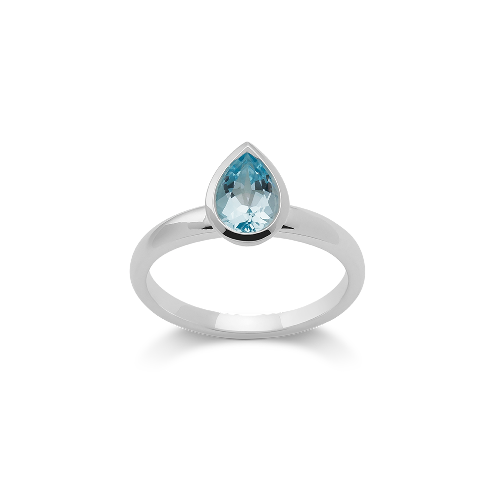 925/- Ring, poliert, Blautopas 1,12ct