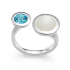 925/- Ring mattiert/poliert, Blautopas, Mondstein
