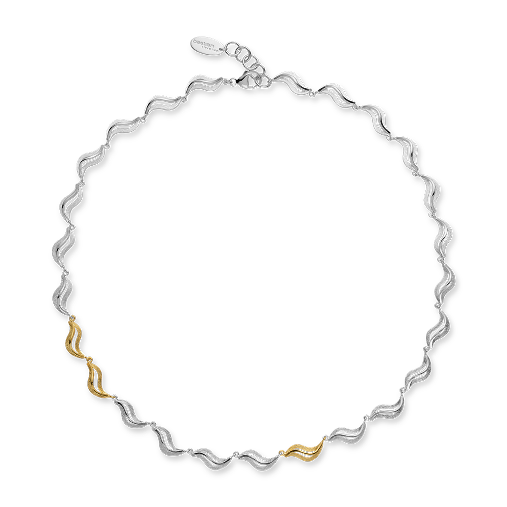 925/-Collier,rhodi.,teilverg.,kratzm./pol.,45+3cm