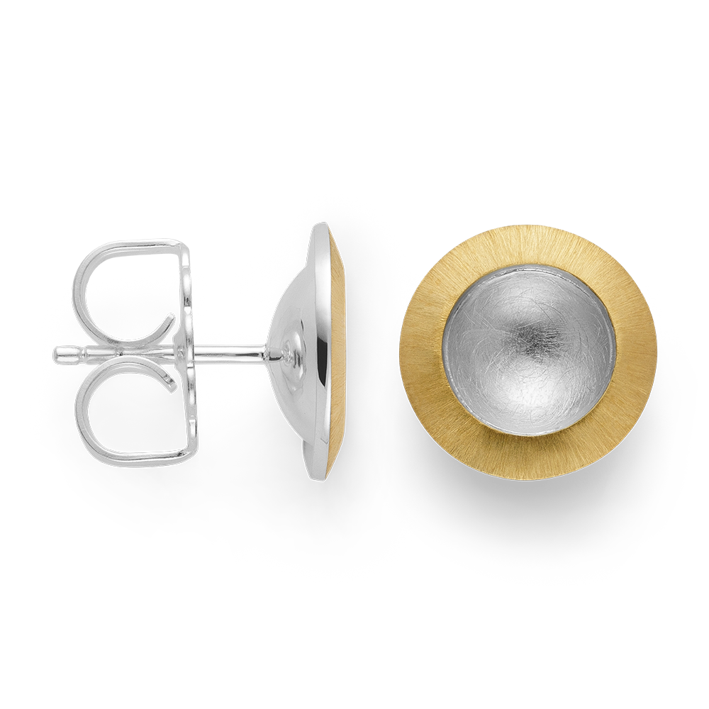 925/- Ohrstecker,teilvergoldet,rhodi.,matt/kratzm.