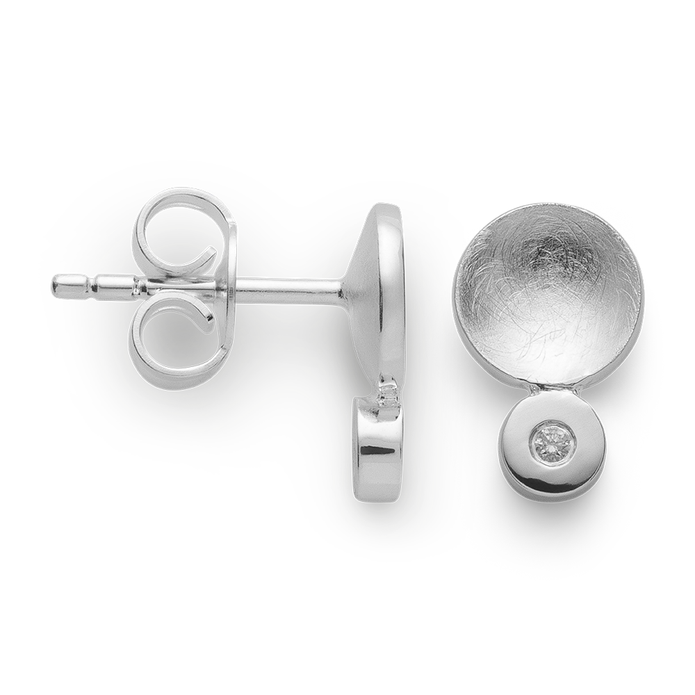 925/- Ohrstecker,rhodi,kratzm/pol,Dia. 0,02ct W-SI