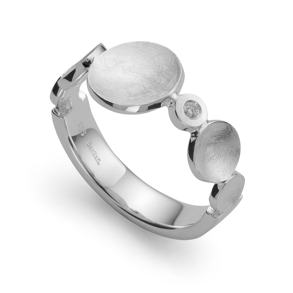 925/- Ring, kratzmatt/poliert, Dia. 0,02ct W-SI