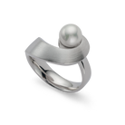 925/- Ring, rhodi., matt./pol., Zuchtperle 2,89ct