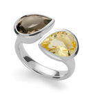 925/Ring,pol,Champagnerqrz. 2,74ct,Rauchqrz.2,94ct