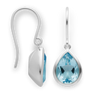 925/- Ohrhänger, rhodi., poliert, Blautopas 6,37ct