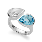 925/-Ring,pol,Blautopas 2,89ct,Bergkristall 2,39ct