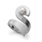 925/- Ring, rhodi., matt, Zuchtperle weiß 2,15ct