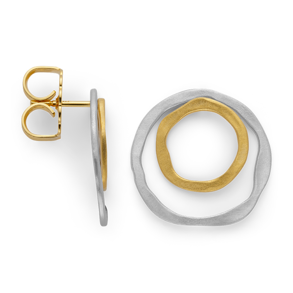 925/- Ohrstecker, teilvergoldet, rhodi., mattiert