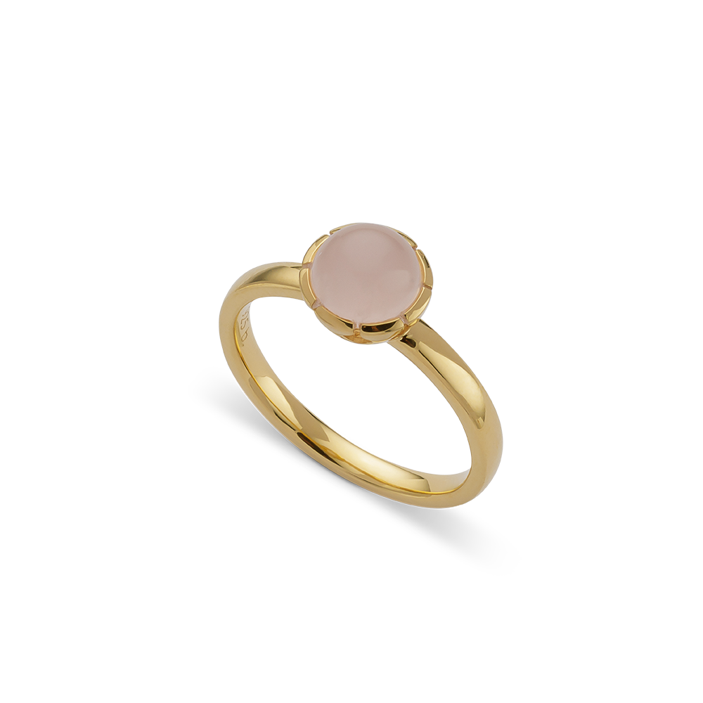 925/- Ring, vergoldet, poliert, Rosenquarz 1,33ct