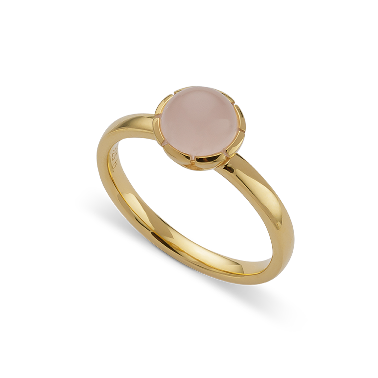 925/- Ring, vergoldet, poliert, Rosenquarz 1,33ct