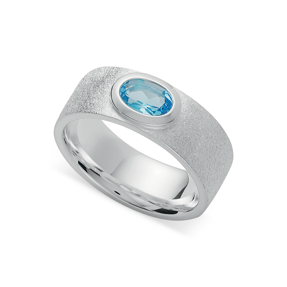 925/-Ring,Topas Swiss Blue 0,54ct,sandmatt/poliert