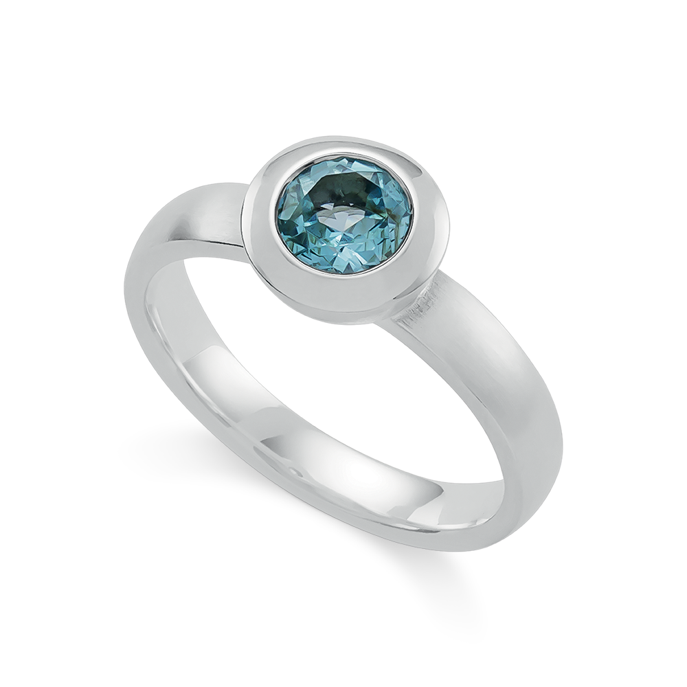 925/- Ring,Topas SwissBlue 0,92ct,mattiert/poliert