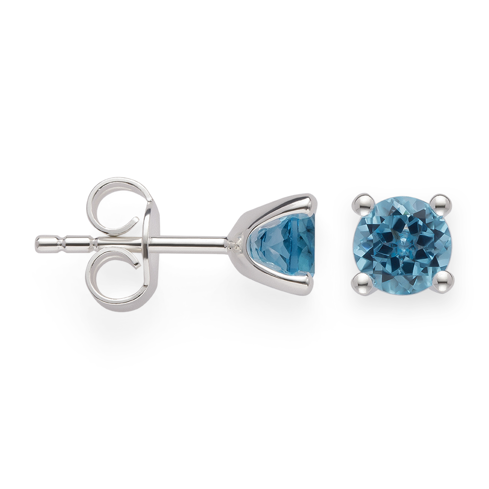 925/- Ohrstecker, Topas Swiss Blue 1,10ct, poliert