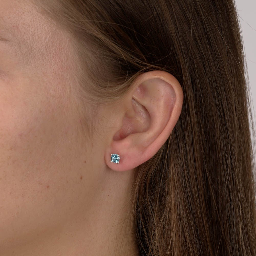 925/- Ohrstecker, Topas Swiss Blue 1,10ct, poliert