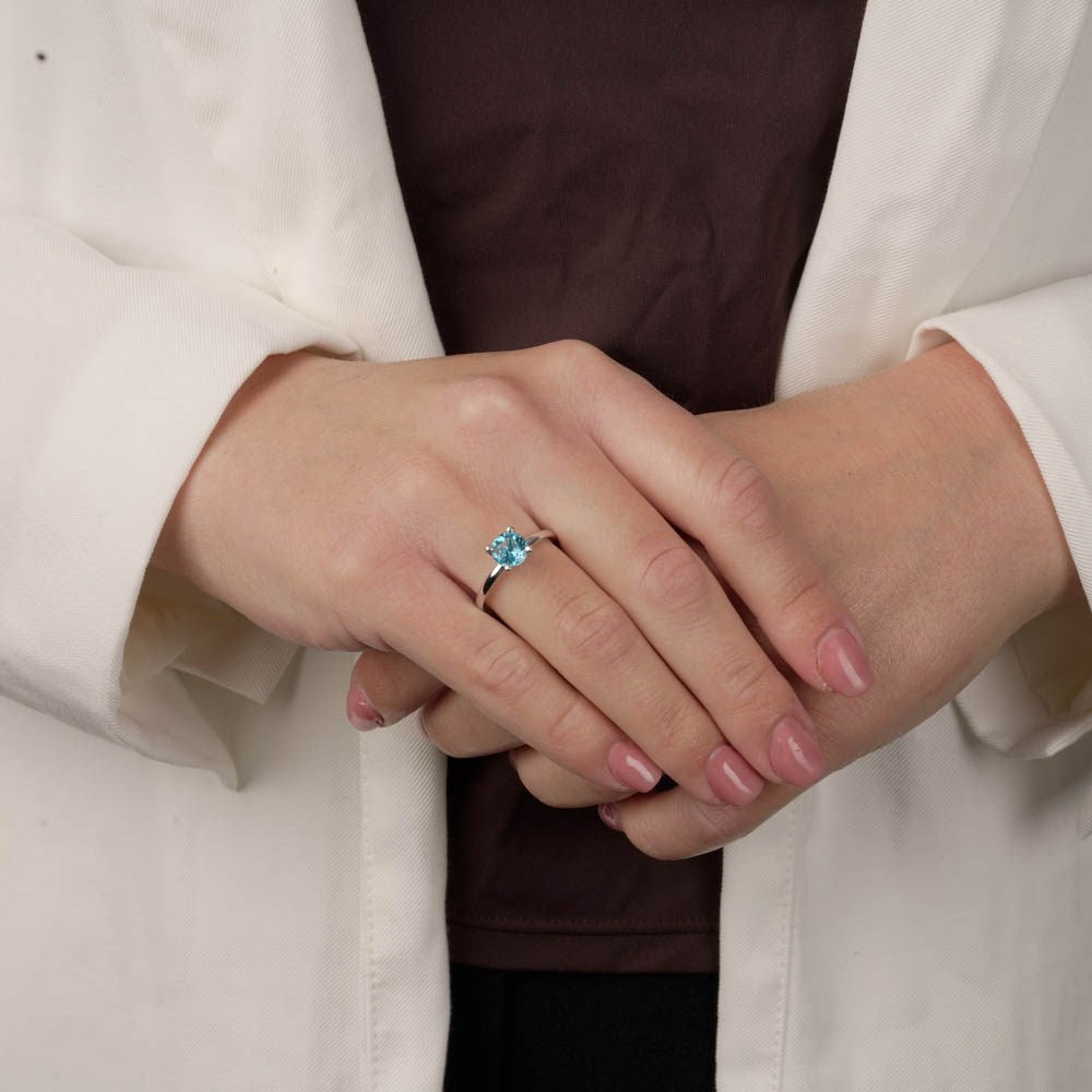 925/- Ring, Topas Sky Blue 0,99ct, poliert