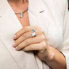 925/- Ring mattiert/poliert, Blautopas, Mondstein
